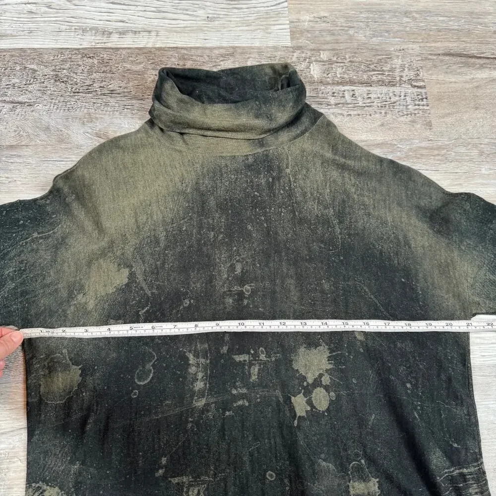 Skull Cashmere Olive Distressed Turtleneck Skull Sweater Size XS